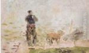 Pecheur Et Son Chien A Quai.
