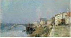 Lesbords De Seine A Courbevoie, Vers 1890 by Albert Lebourg