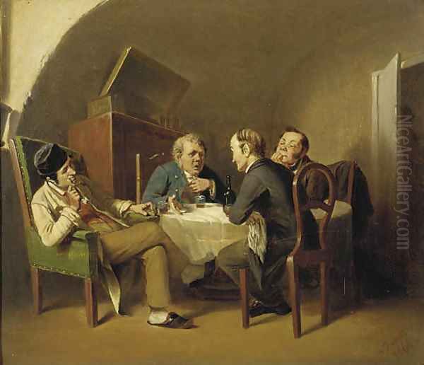 Conversation over a round table - view 1