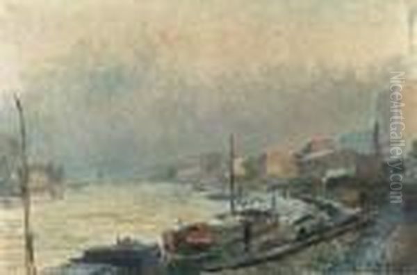 La Seine Au Bas-meudon, En Hiver; Effet De Neige Et De Gele - view 1
