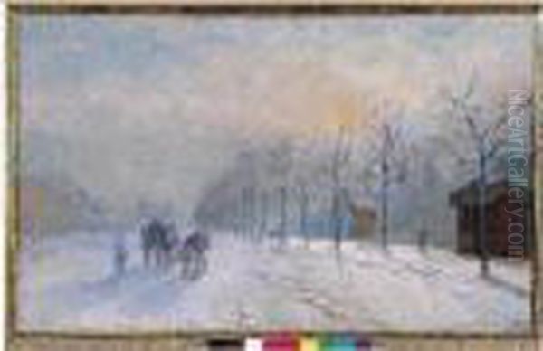 Fardier Dans La Neige Sur La Route Du Bois De Boulogne, Neuilly, 1892. - view 1