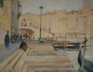 Quai Au Rialto, A Venise. by Paul Emile Lecomte