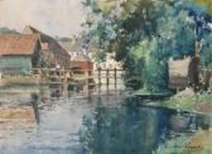 Vue D'une Propriete Au Bord D'une Piece D'eau by Paul Emile Lecomte