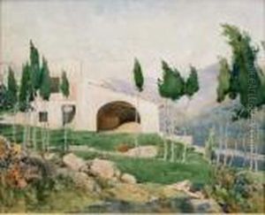Paysage De Gattieres (alpes-maritimes) by Paul Emile Lecomte