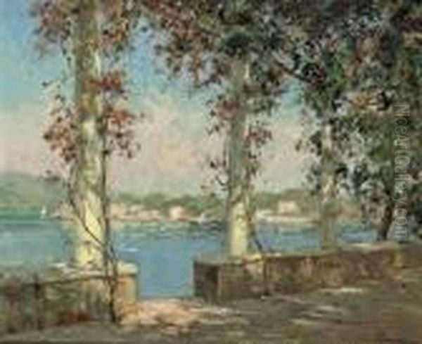 A Sunlit Terrace With A Lake Beyond - view 1