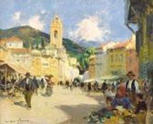 La Place Du Marche by Paul Emile Lecomte