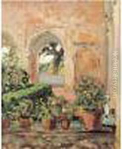 Le Patio. by Paul Emile Lecomte