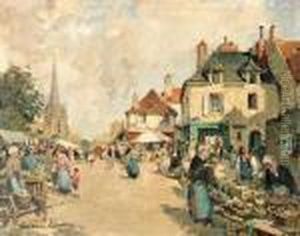 A Street Market by Paul Emile Lecomte