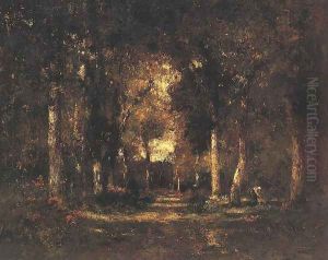 Autumnal Mood Inside of Forest c. 1875 by Laszlo Paal