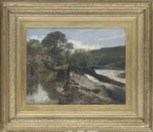 A Highland River With Waterfall by Frederick Richard Lee, R.A.