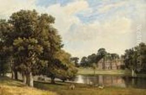 Grazing Deer Before Chilston Park, Kent by Frederick Richard Lee, R.A.