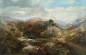 Mountain Landscape With Rushing Water by Frederick Richard Lee, R.A.