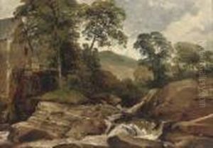 River Landscape With An Overshot Mill by Frederick Richard Lee, R.A.