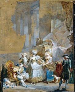 Elegant Company Preparing for a Masked Ball 1770s
