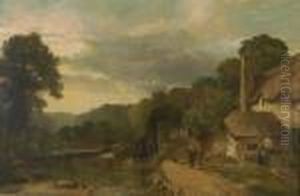 Englische Landschaft Mit Wassermuhle. by Frederick Richard Lee, R.A.