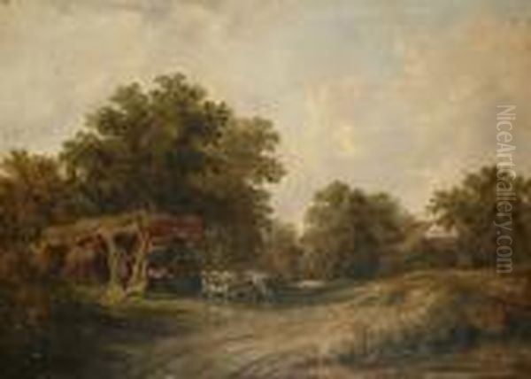 Cattle By A Bivouac - view 1