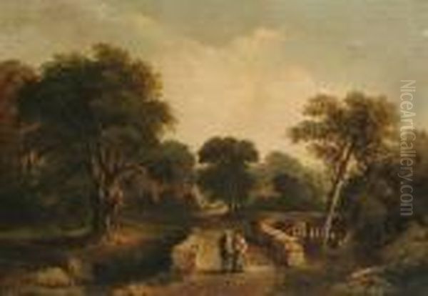 Figures Conversing On A Bridge - view 1