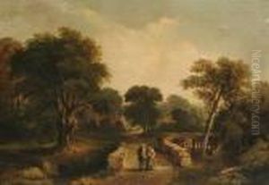 Figures Conversing On A Bridge