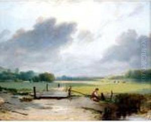 Angling In A Pond by Frederick Richard Lee, R.A.
