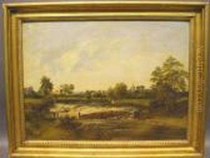 On The Derwent Below Duffield Looking North, Derbyshire by Frederick Richard Lee, R.A.