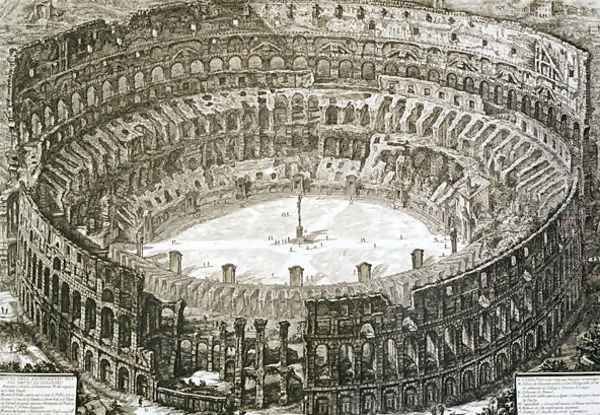 Aerial view of the Colosseum in Rome from Views of Rome, first published in 1756, printed Paris 1800 - view 1