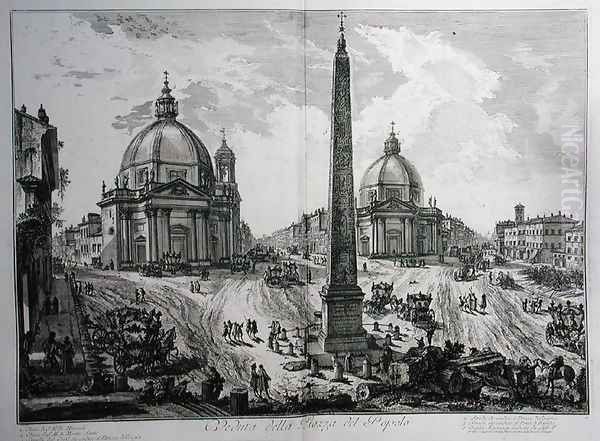 Piazza del Popolo, from Le Antichita Romane de G.B. Piranesi 1756, published in Paris, 1835 by Giovanni Battista Piranesi