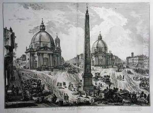 Piazza del Popolo, from Le Antichita Romane de G.B. Piranesi 1756, published in Paris, 1835 by Giovanni Battista Piranesi