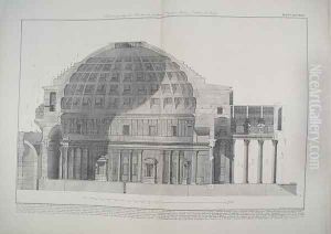 Longitudinal Section of the Pantheon showing the dome, the portico and the interior of the temple from Vedute, first published in 1756, pub. by E and F.N. Spon Ltd., 1900 by Giovanni Battista Piranesi