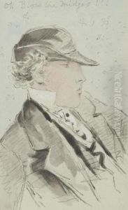 O Blow The Midges !!!-a Portrait Of Sir John Everett Millais by John Leech