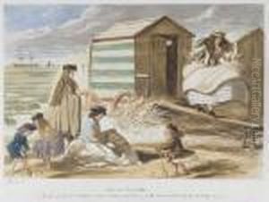 Scene At Sandbath, The Female Blondin Outdone by John Leech