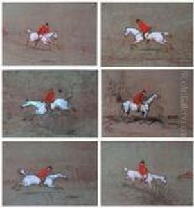 Agroup Of Six Hunting Sketches by John Leech