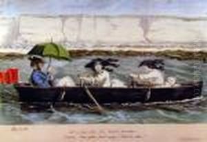Not A Bad Idea For Warm Weather, With Ladies Rowing A Boat by John Leech