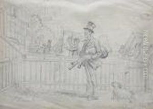 Man Playing The Pipes Outside A House