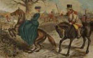 Pair Of Hunt Scenes, "gone Away!" And "no Consequence" by John Leech