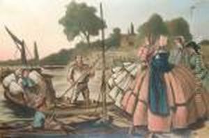 Crinoline On The Water by John Leech