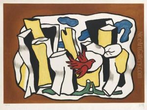 L'oiseau Rouge Dans Le Bois
