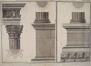 Illustration of the column structure of the Temple of Vesta and the Temple of Sibilla from Vedute, first published in 1756, pub. by E and F.N. Spon Ltd., 1900 by Giovanni Battista Piranesi