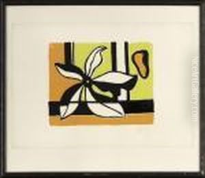 Fleur Sur Un Fond Jaune Et Orange by Fernand Leger