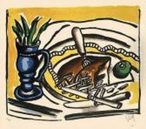 "nature Morte Au Vase Bleu" by Fernand Leger