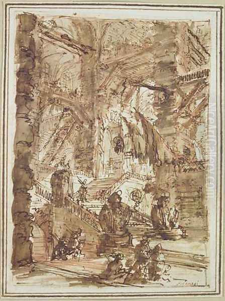 Preparatory drawing for plate number VIII of the Carceri alInvenzione series - view 1