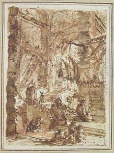 Preparatory drawing for plate number VIII of the Carceri alInvenzione series by Giovanni Battista Piranesi
