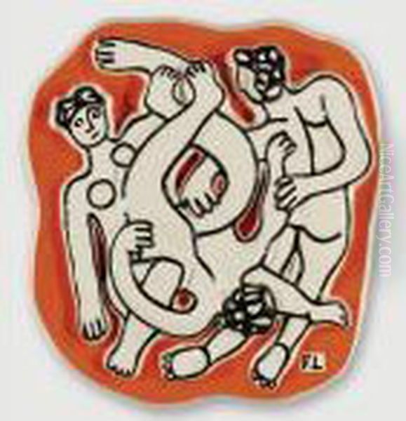 Les Acrobates Sur Fond Orange - view 1