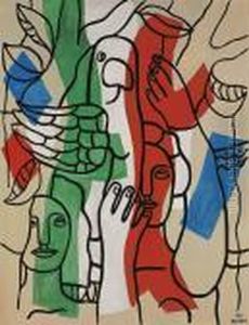 Les Deux Femmes A L'oiseau by Fernand Leger
