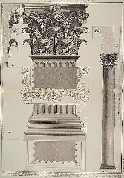 Plate LXXXIV-V Demonstration in large scale of part of the Portico of the Pantheon from Vedute, first published in 1756, pub. by E and F.N. Spon Ltd., 1900 - view 1