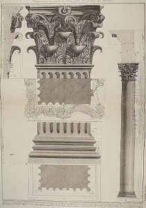 Plate LXXXIV-V Demonstration in large scale of part of the Portico of the Pantheon from Vedute, first published in 1756, pub. by E and F.N. Spon Ltd., 1900