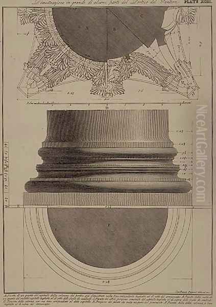 Plate XCIII Large scale illustration of a detail from the Portico of the Pantheon from Vedute, first published in 1756, pub. by E. and F.N. Spon Ltd., 1900 - view 1