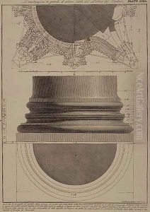 Plate XCIII Large scale illustration of a detail from the Portico of the Pantheon from Vedute, first published in 1756, pub. by E. and F.N. Spon Ltd., 1900