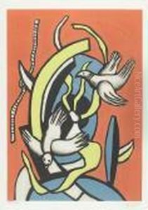 Composition Aux Deux Oiseaux by Fernand Leger
