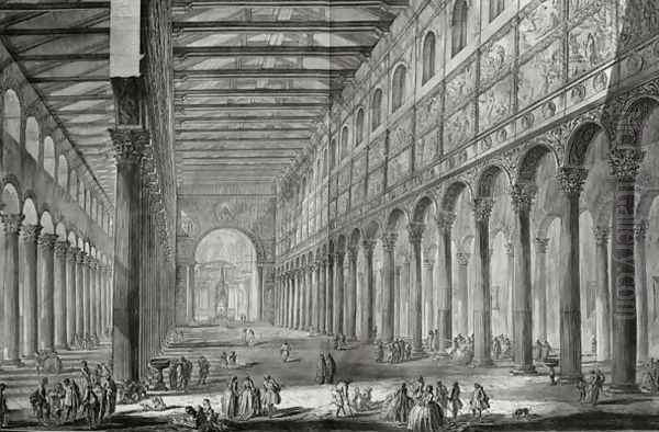 Interior of the Basilica of San Paulo Fuori le Mura, Rome, from 'Le Antichita Romane de G.B. Piranesi 1756, published in Paris, 1835 - view 1