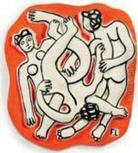 Les Acrobates Sur Fond Orange by Fernand Leger
